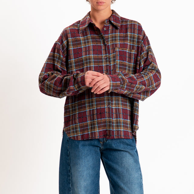 Tensione in-Camicia check - vino/moro/turchese