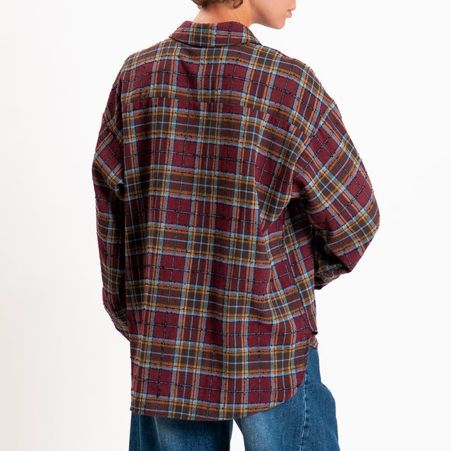 Tensione in-Camicia check - vino/moro/turchese