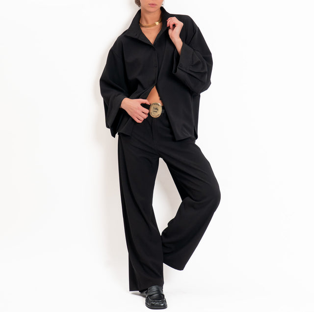 Tensione in-Camicia over tessuto elasticizzato - nero