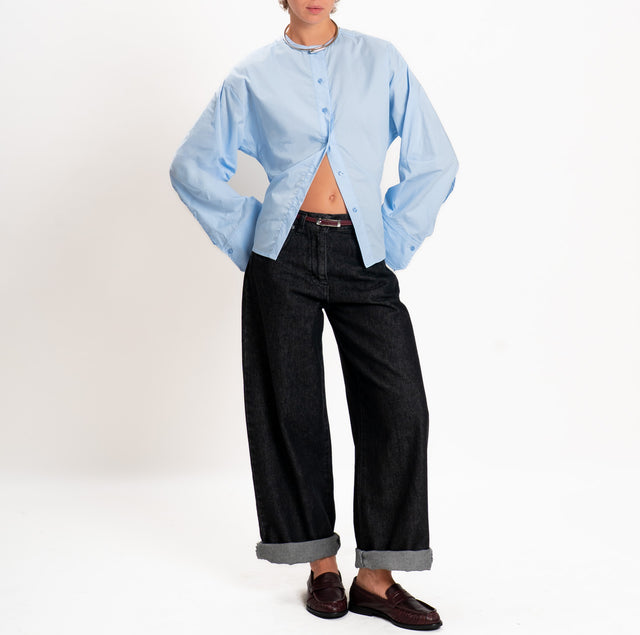 Tensione in-Camicia collo coreana - cielo