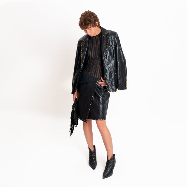 Tensione in-Gonna similpelle con borchie - nero
