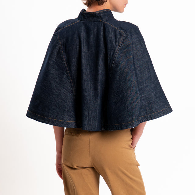 Tensione in-Giacca cappa jeans con zip - denim scuro