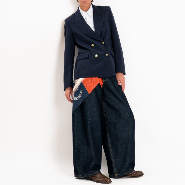 Tensione in-Giacca doppiopetto con foulard - blu