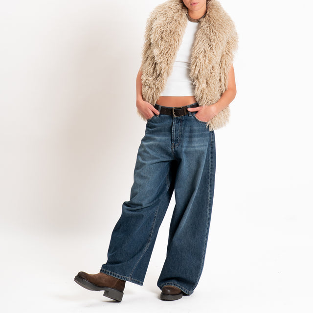 Tensione in-Gilet ecomongolia un bottone - beige