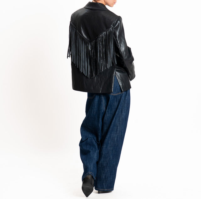 Tensione in-Giacca similpelle con frange - nero