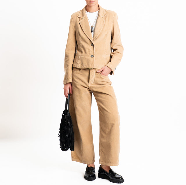 Tensione in-Giacca velluto crop - cammello