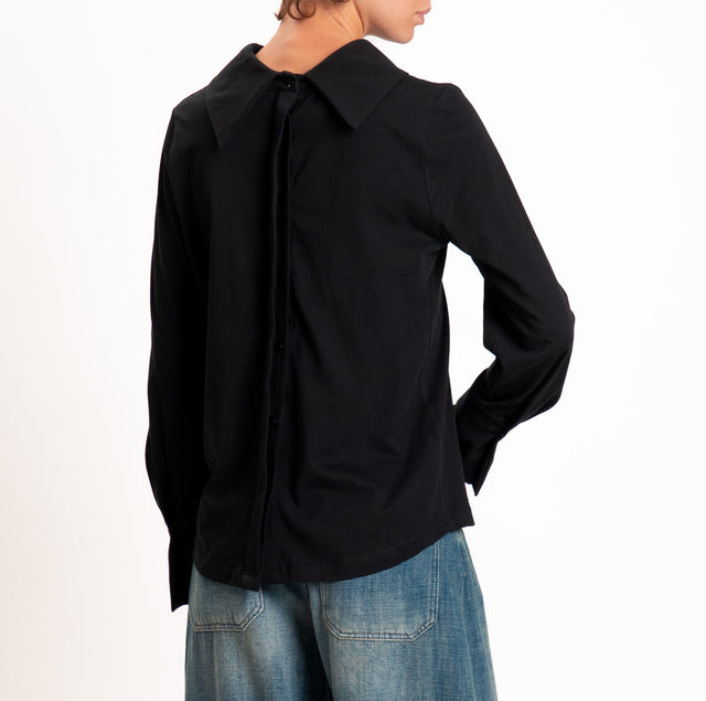 Tensione in-T-shirt in jersey bottoni dietro - nero