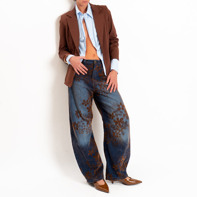 Tensione in-Jeans barrel stampa floreale - denim/moro