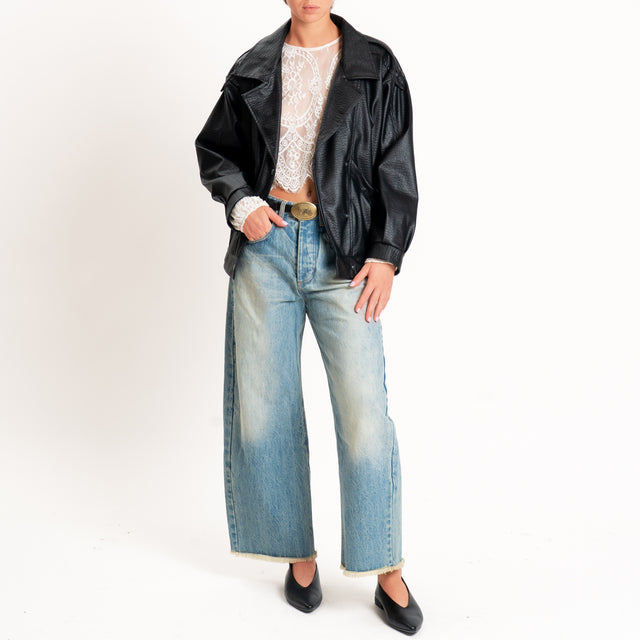 Tensione in-Jeans sfrangiato con cintura - denim