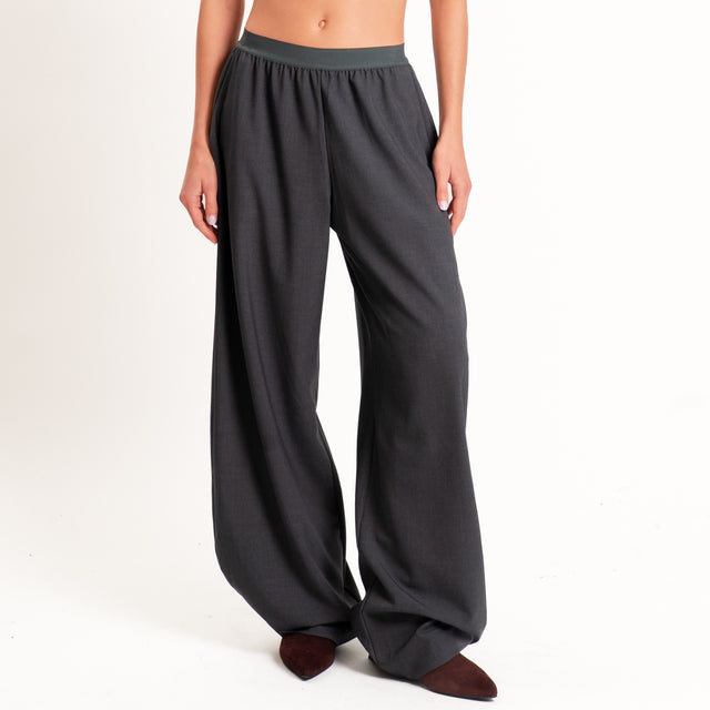 Tensione in-Pantalone wide leg elastico in vita - antracite