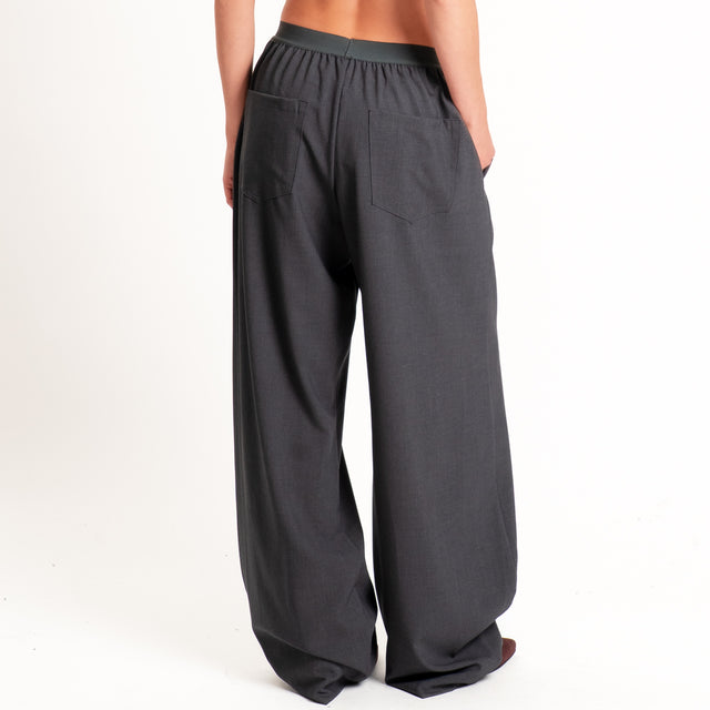 Tensione in-Pantalone wide leg elastico in vita - antracite
