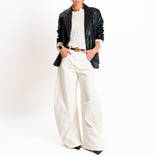 Tensione in-Pantalone barrel con cintura - burro