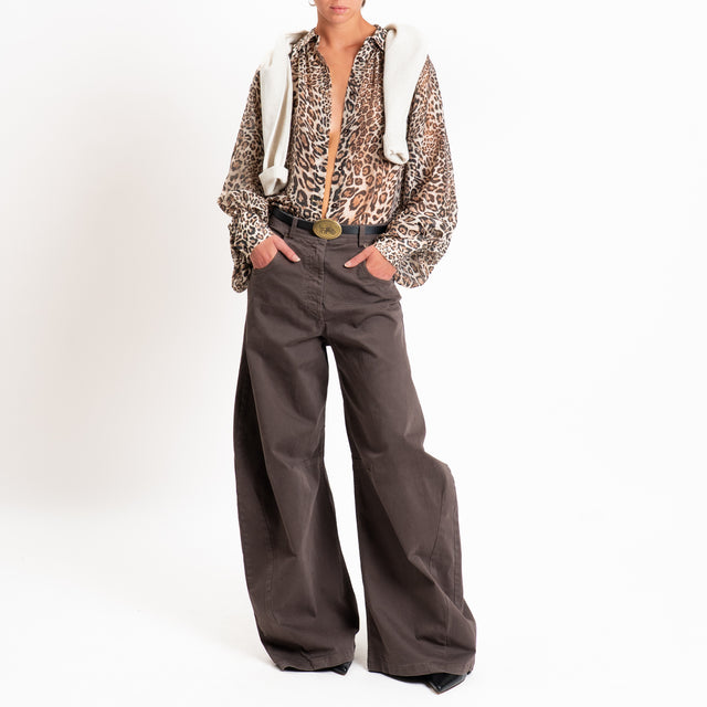 Tensione in-Pantalone barrel con cintura - moro