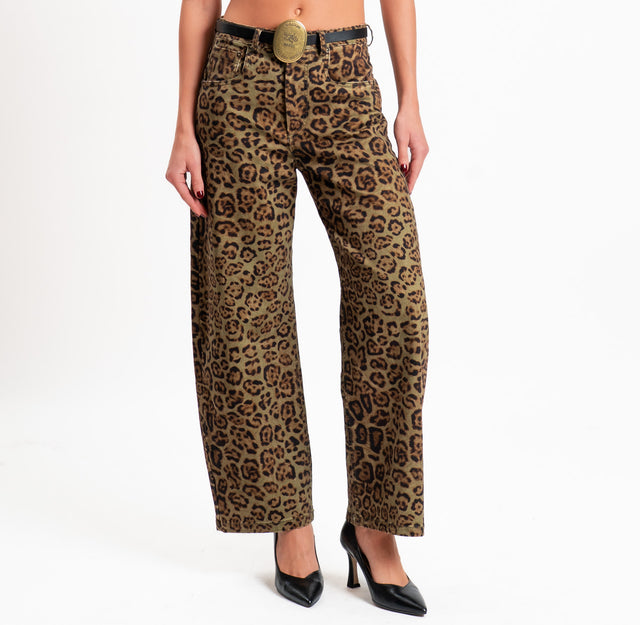 Tensione in-Pantalone animalier con cintura - militare/moro