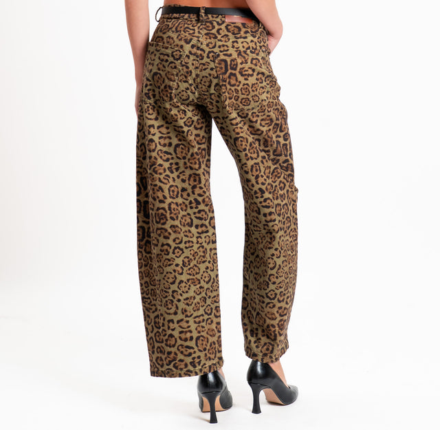 Tensione in-Pantalone animalier con cintura - militare/moro