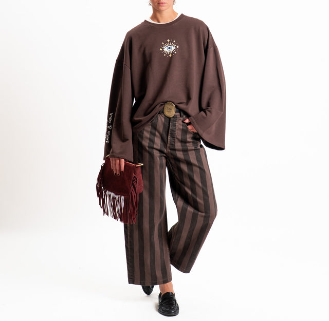 Tensione in-Pantalone righe con cintura - choco/moro