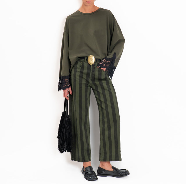 Tensione in-Pantalone righe con cintura - militare/nero