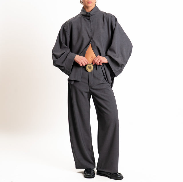 Tensione in-Pantalone tessuto elasticizzato con cintura - antracite