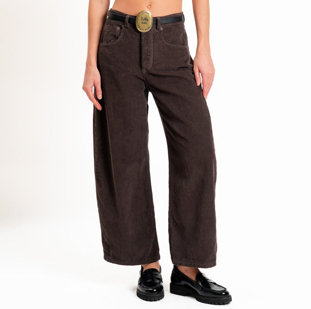 Tensione in-Pantalone velluto cinque tasche - moro