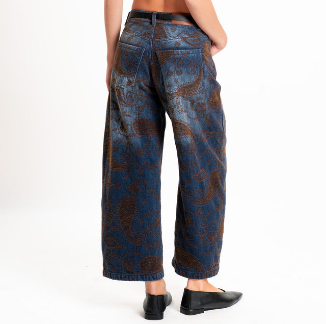 Tensione in-Jeans paisley stampa cashmere con cintura - denim/moro