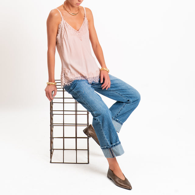 Tensione in-Top bretelle regolabili con pizzo - rosa