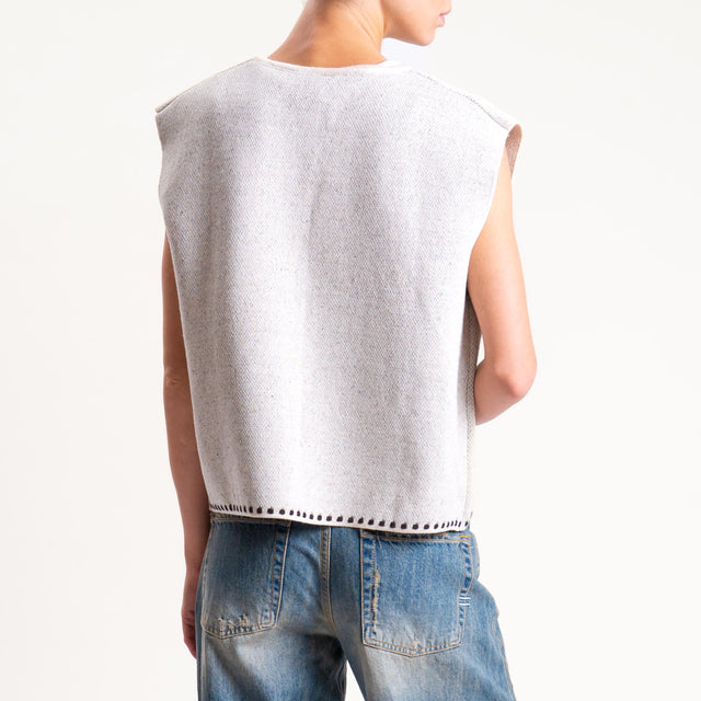 Tensione in-Gilet misto alpaca ricamato - off white/brown