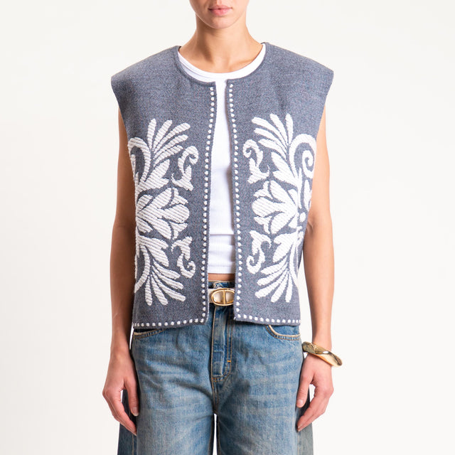 Tensione in-Gilet misto alpaca ricamato - charcoal/latte