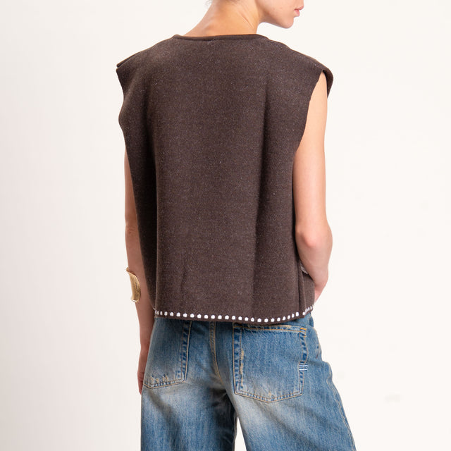 Tensione in-Gilet misto alpaca ricamato - moro/latte