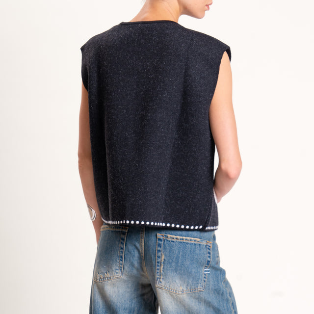 Tensione in-Gilet misto alpaca ricamato - nero/latte