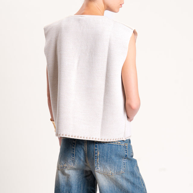 Tensione in-Gilet misto alpaca ricamato - offwhite/beige