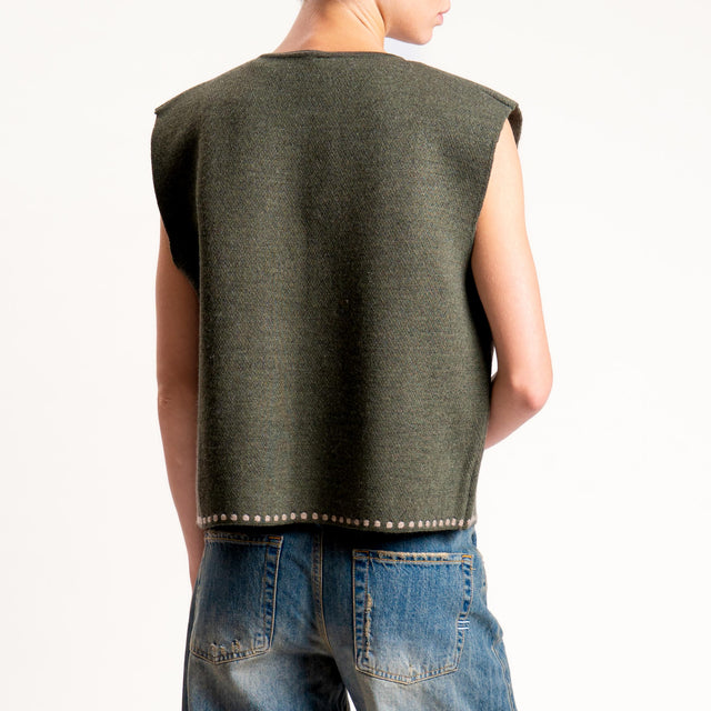 Tensione in-Gilet misto alpaca ricamato - green/taupe