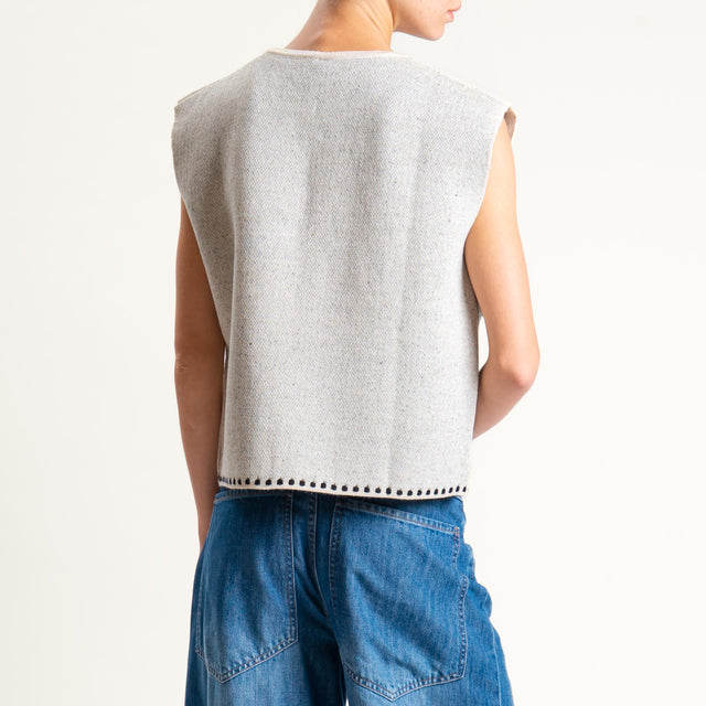 Tensione in-Gilet misto alpaca ricamato - latte/nero