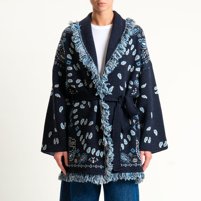 Tensione in-Cardigan misto alpaca fantasia bandana - blu/celeste/latte