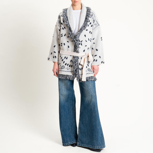 Tensione in-Cardigan misto alpaca fantasia bandana - off white/black