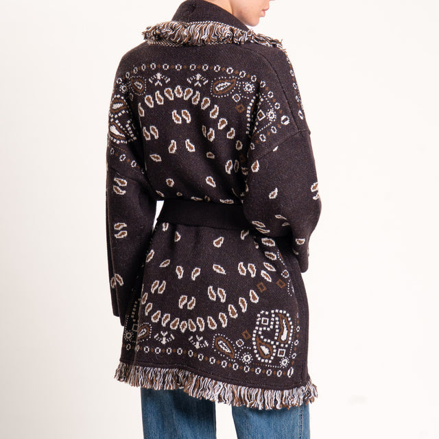 Tensione in-Cardigan misto alpaca fantasia bandana - moro/latte