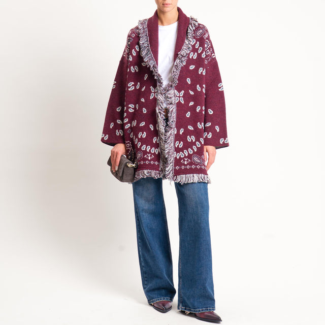 Tensione in-Cardigan misto alpaca fantasia bandana - burgundy/grigio/latte