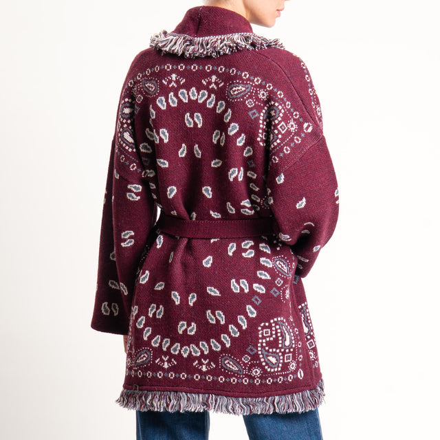 Tensione in-Cardigan misto alpaca fantasia bandana - burgundy/grigio/latte