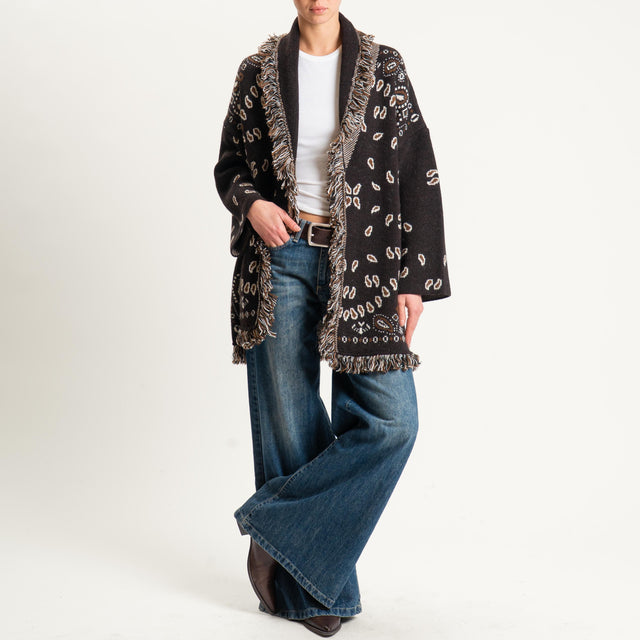 Tensione in-Cardigan misto alpaca fantasia bandana - brown/latte/nero