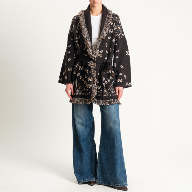 Tensione in-Cardigan misto alpaca fantasia bandana - brown/latte/nero