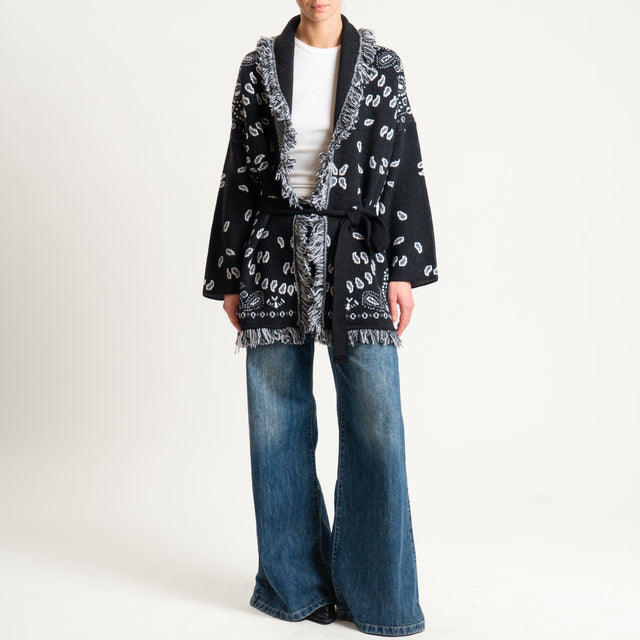 Tensione in-Cardigan misto alpaca fantasia bandana - nero/grigio/latte