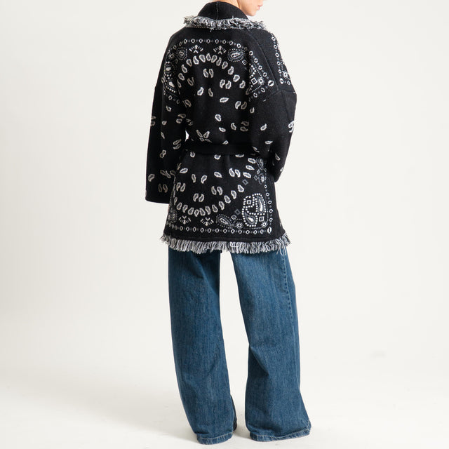 Tensione in-Cardigan misto alpaca fantasia bandana - nero/grigio/latte
