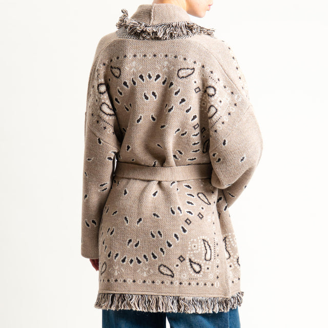 Tensione in-Cardigan misto alpaca fantasia bandana - taupe/nero/latte