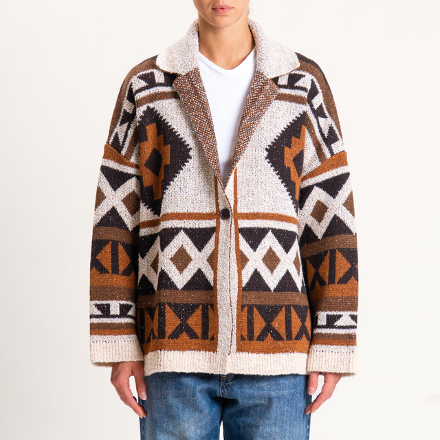 Tensione in-Cardigan misto alpaca - rust/casha/moro