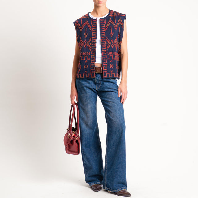 Tensione in- Gilet jacquard - blu/moro/rosso