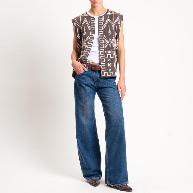 Tensione in- Gilet jacquard - moro/sand/burro
