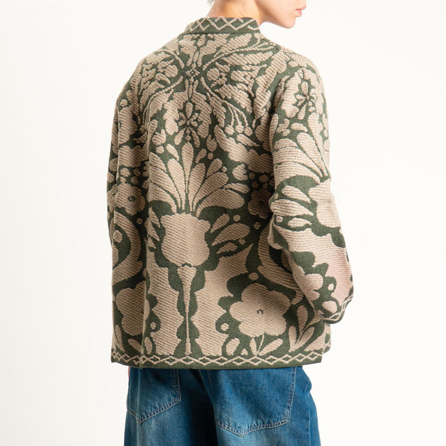 Tensione in- Giacca in maglia jacquard - green/taupe