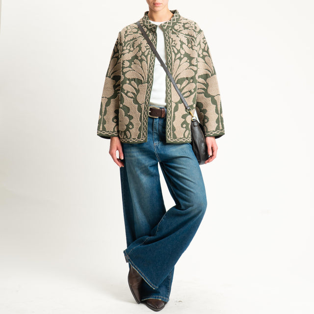 Tensione in- Giacca in maglia jacquard - green/taupe