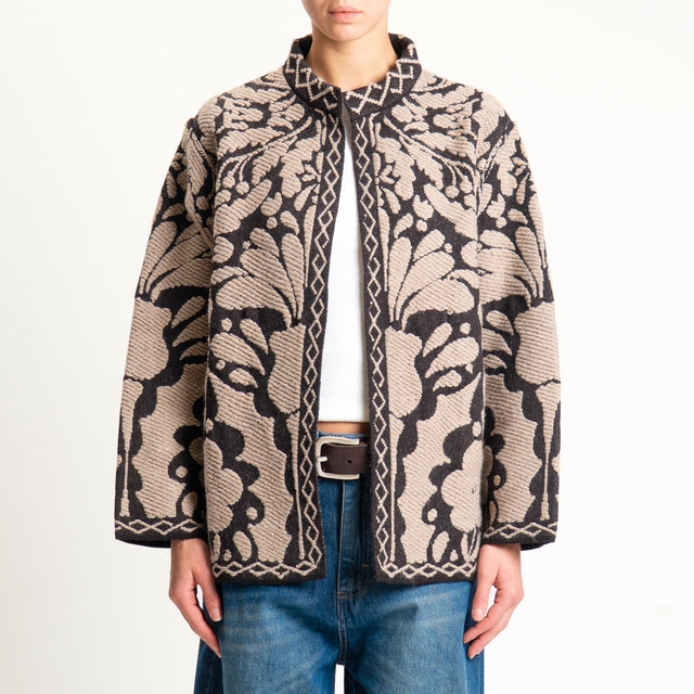 Tensione in- Giacca in maglia jacquard - taupe/brown
