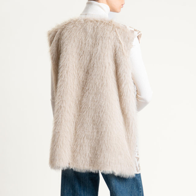 Tensione in-Gilet ecopelliccia fantasia etnica - off white/beige