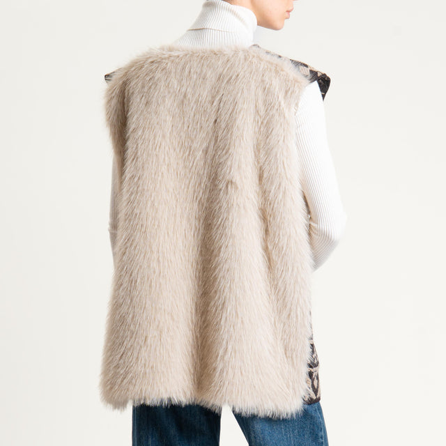 Tensione in-Gilet ecopelliccia fantasia etnica - brown/off white
